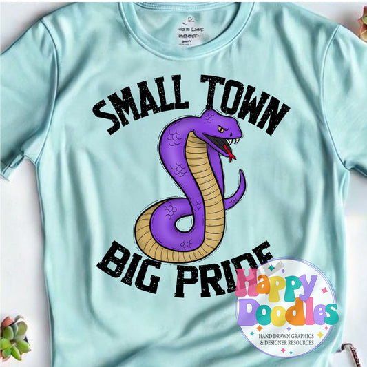 Small Town Big Pride Cobra Printable PNG for Sublimation - Happy Doodles Designs