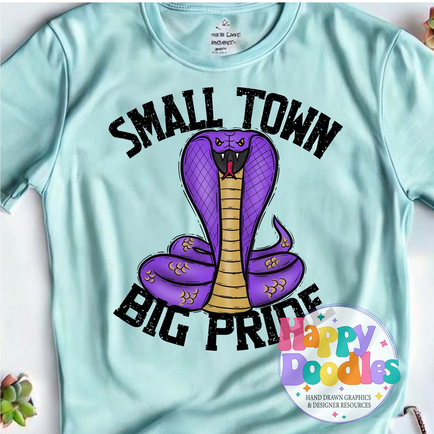 Small Town Big Pride Cobra Purple T-Shirt Printable PNG - Happy Doodles Designs