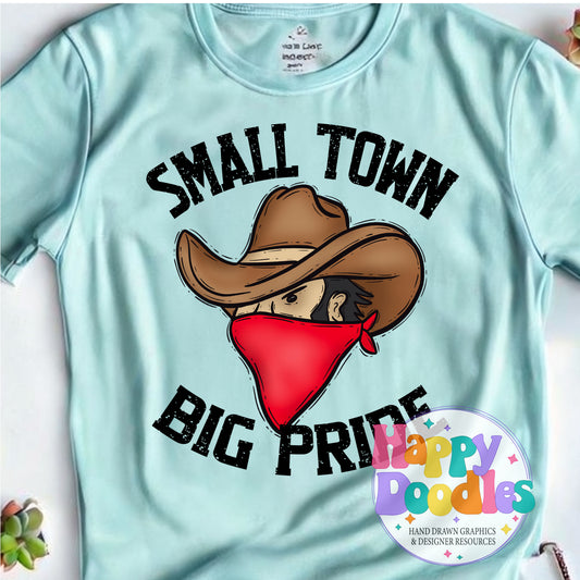 Small Town Big Pride Cowboys Printable PNG Download - Happy Doodles Designs