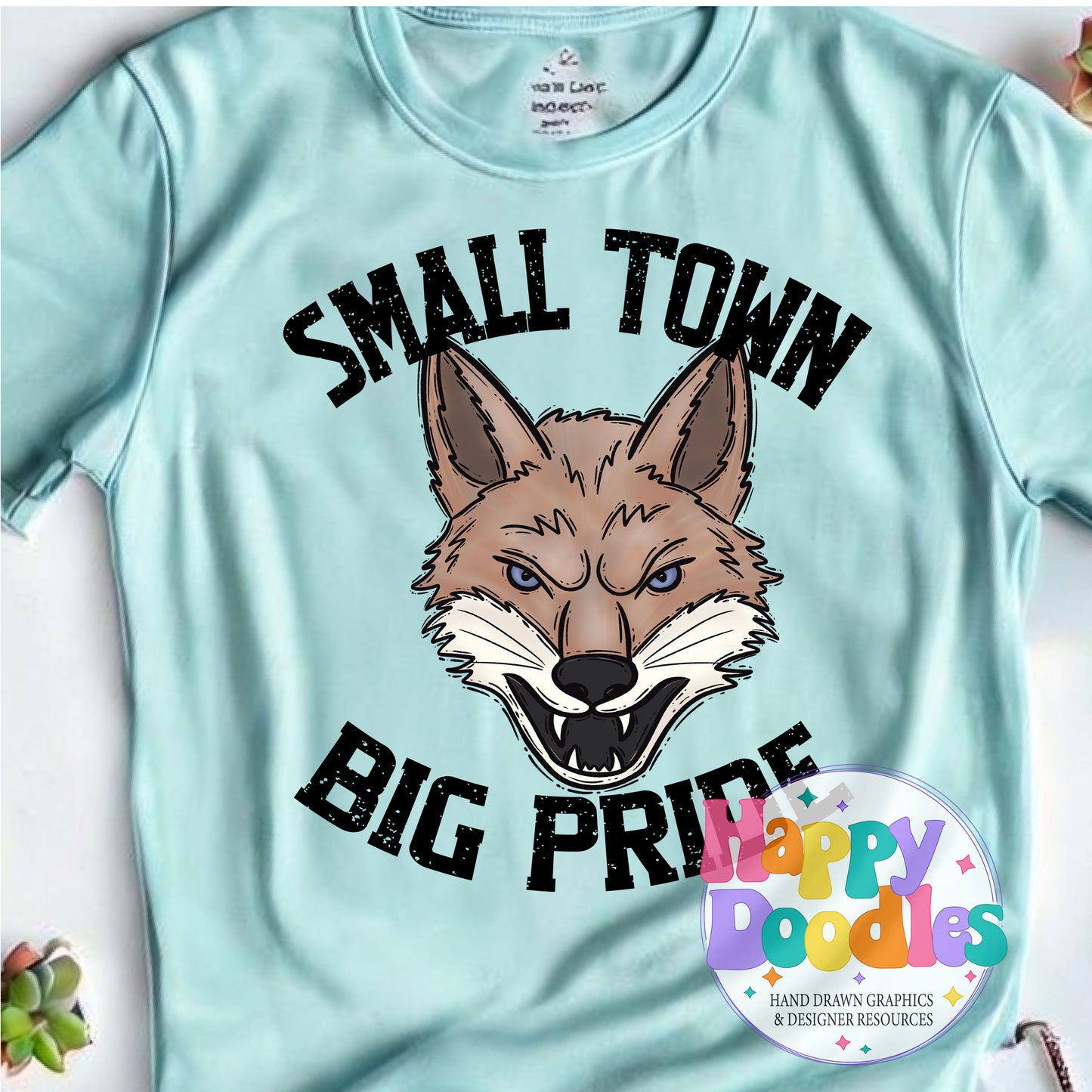 Small Town Big Pride Coyote DIY Printable PNG - Happy Doodles Designs