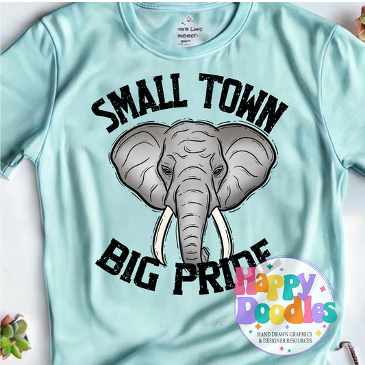 Small Town Big Pride Elephant Printable PNG Design - Happy Doodles Designs