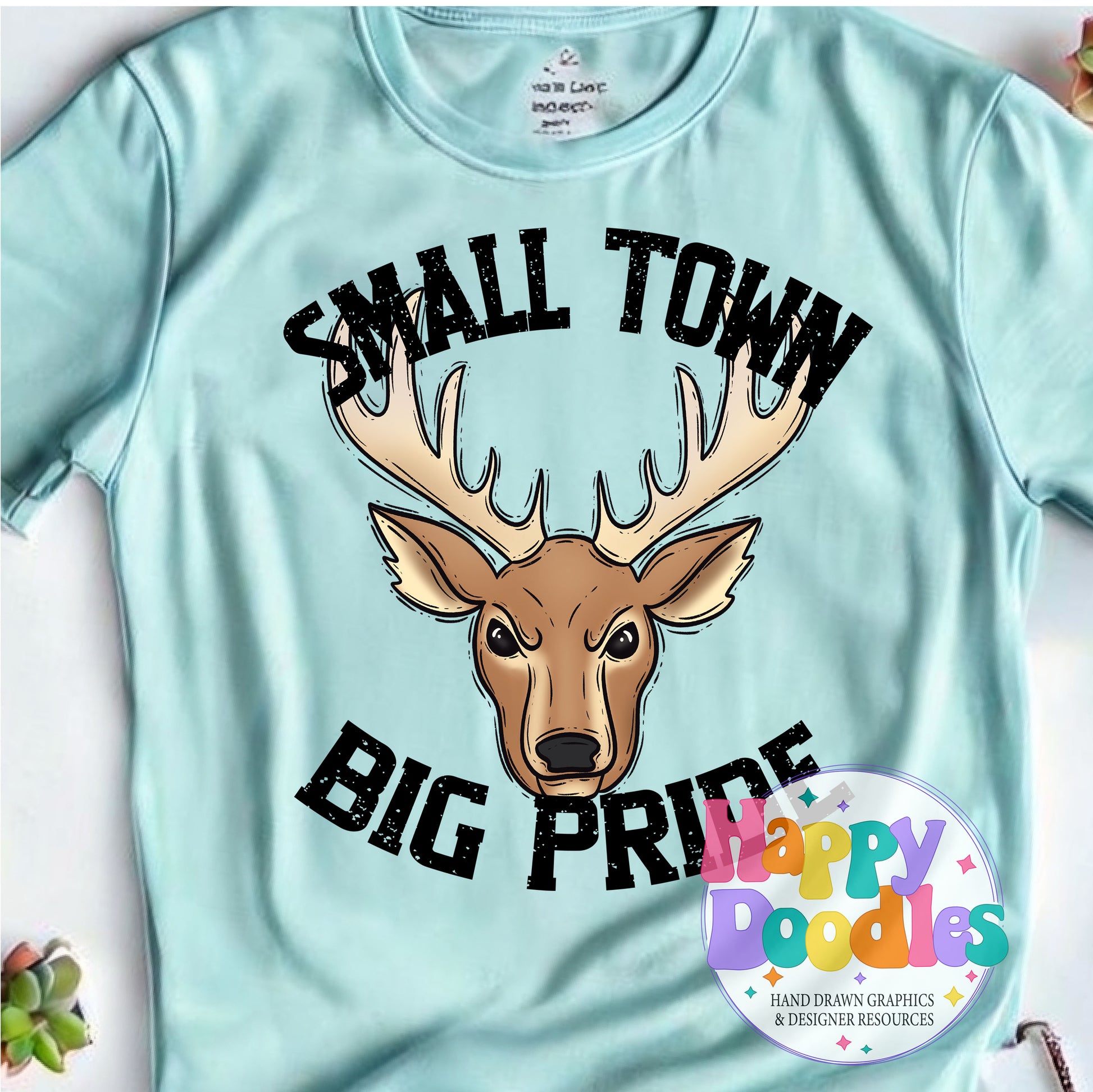 Small Town Big Pride Elk T-Shirt Printable PNG - Happy Doodles Designs