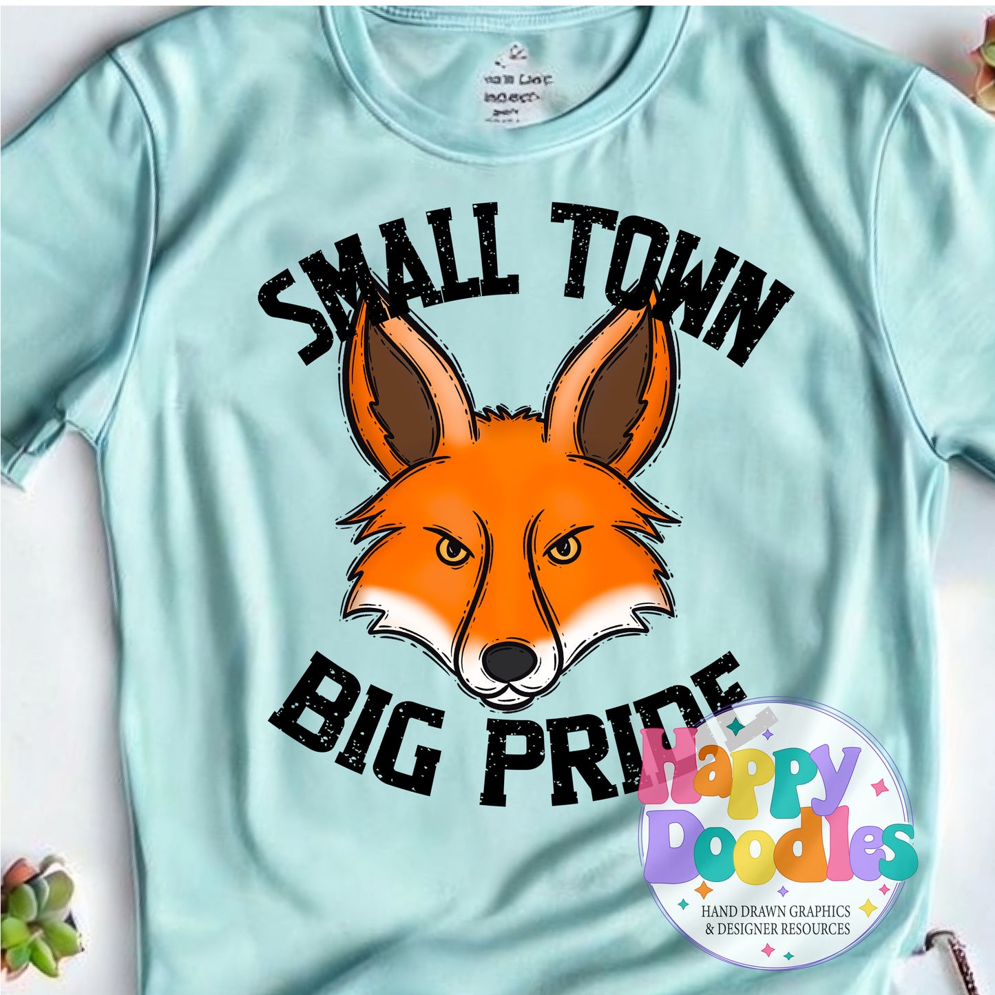 Small Town Big Pride Fox Printable PNG Design - Happy Doodles Designs