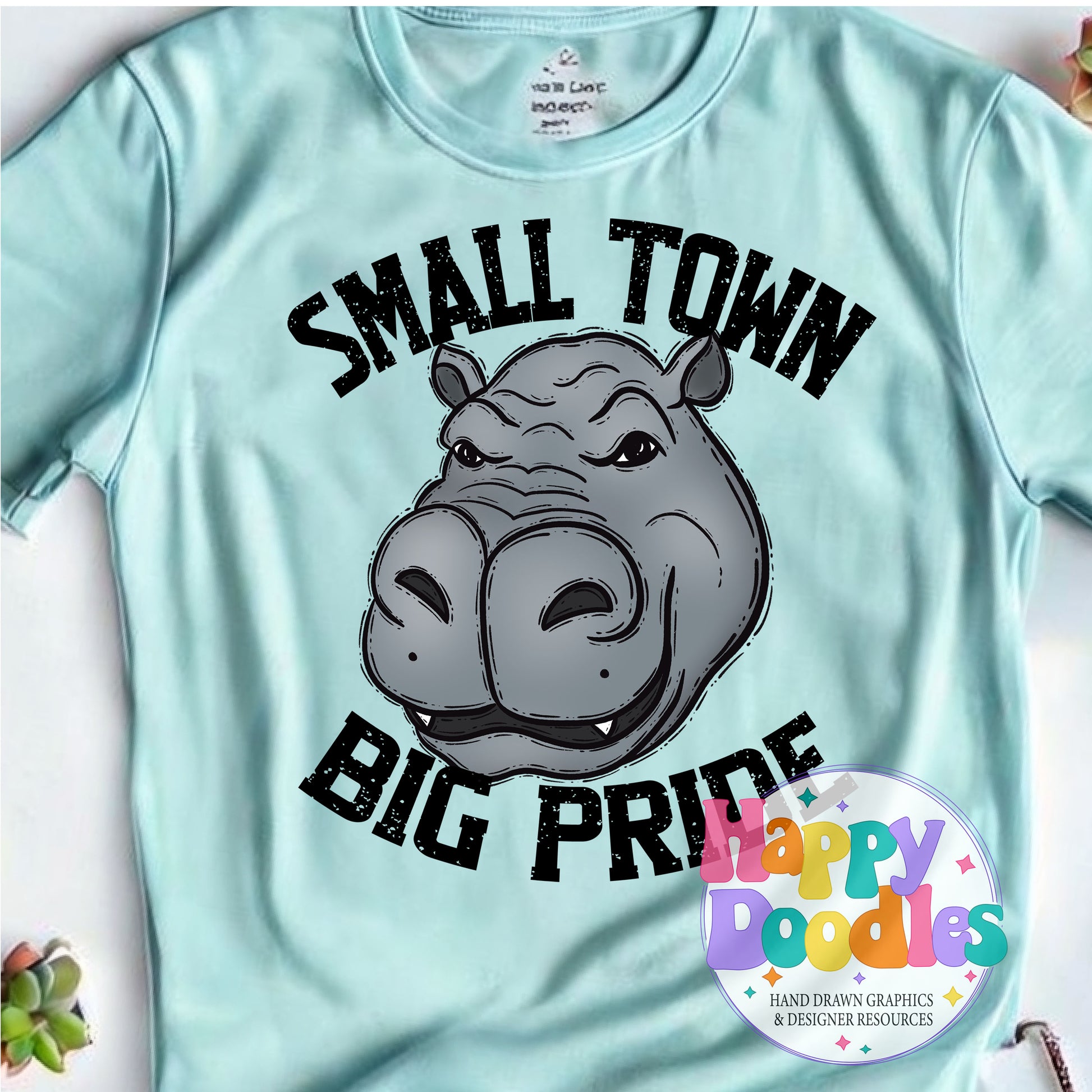 Small Town Big Pride Hippos DIY Printable PNG - Happy Doodles Designs