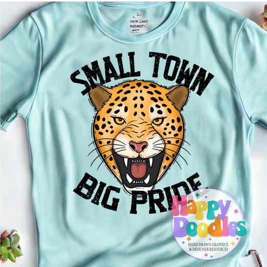 Small Town Big Pride Leopards T-Shirt Printable PNG - Happy Doodles Designs