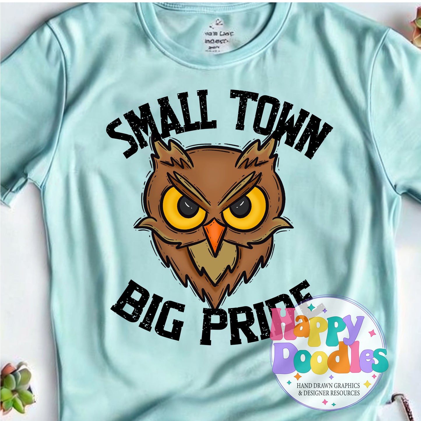 Small Town Big Pride Owls Printable PNG Download - Happy Doodles Designs