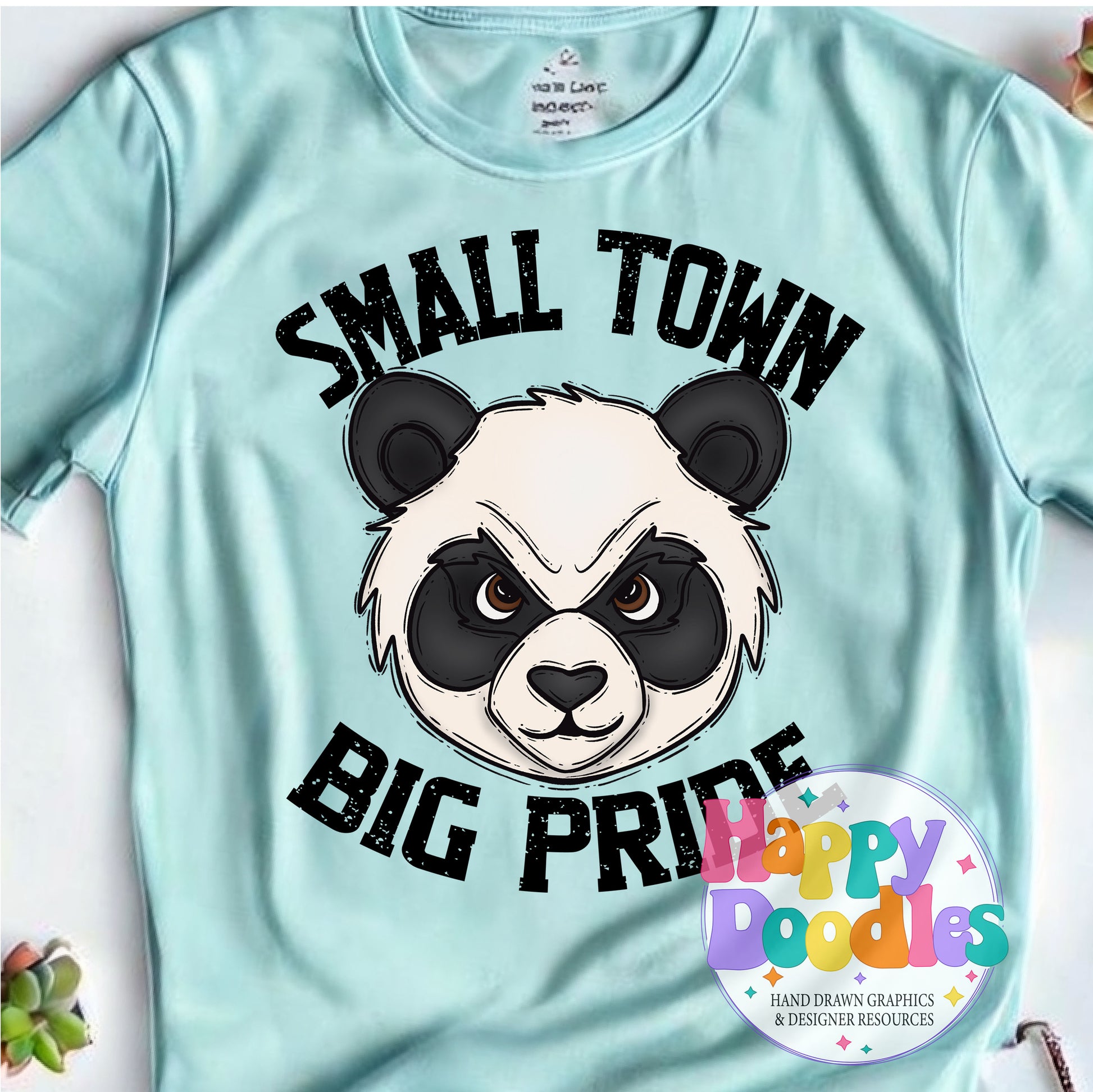 Small Town Big Pride Pandas Printable PNG Download - Happy Doodles Designs