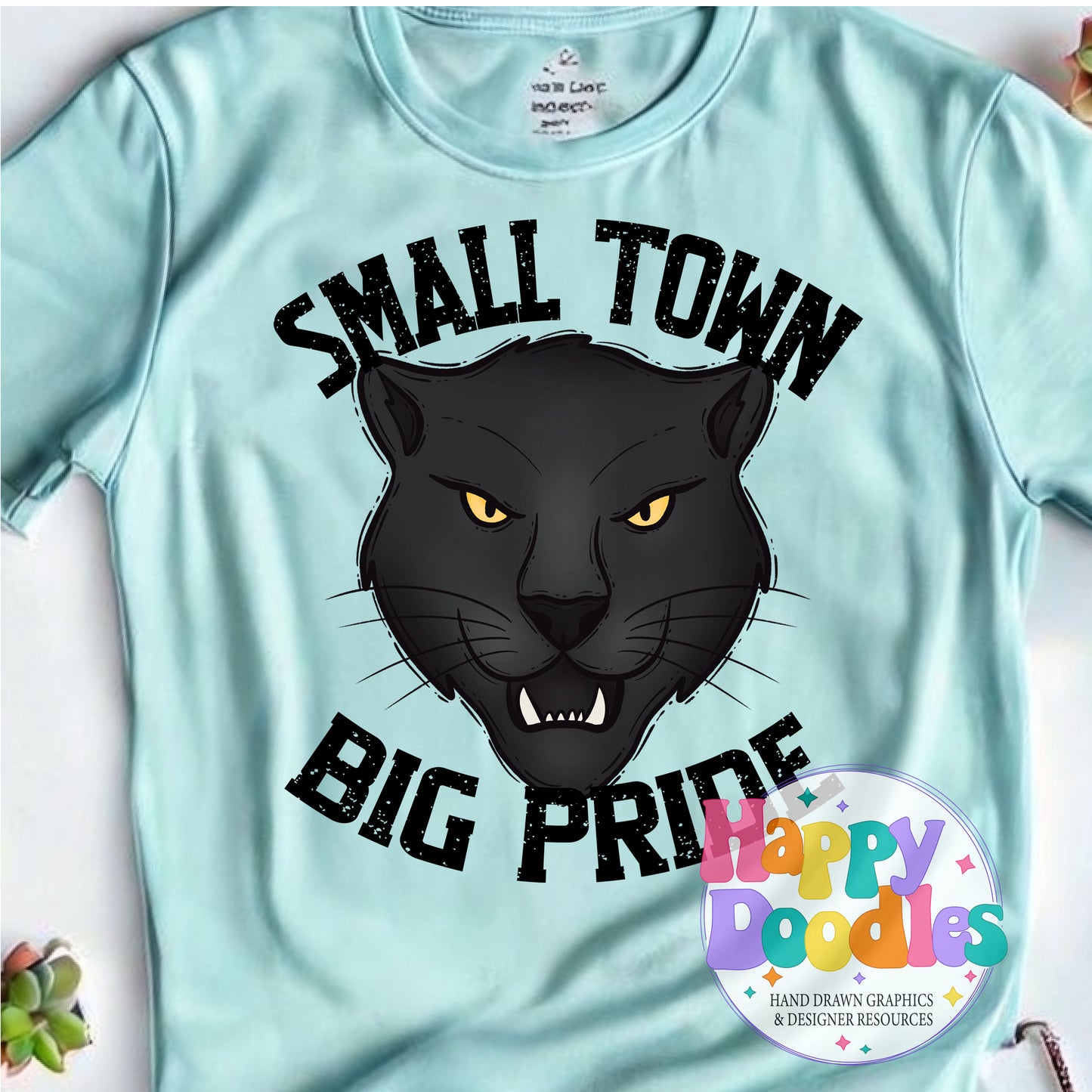 Small Town Big Pride Panthers Printable PNG Design - Happy Doodles Designs