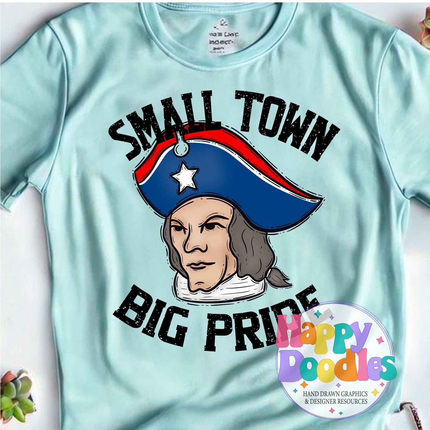 Small Town Big Pride Patriot Face DIY Printable PNG - Happy Doodles Designs