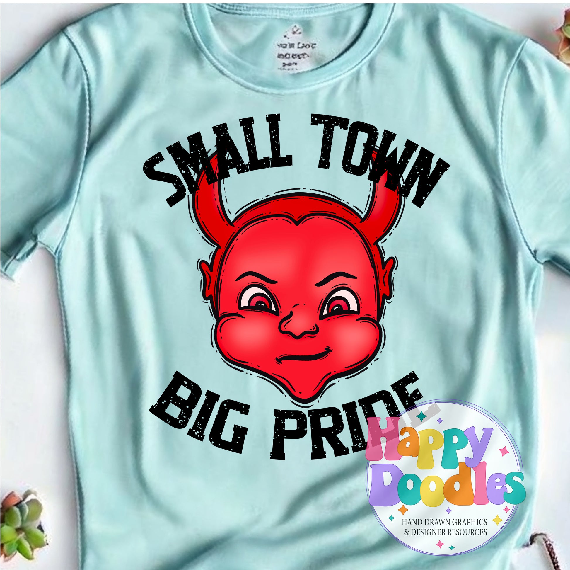 Small Town Big Pride Red Devils Printable PNG Download - Happy Doodles Designs