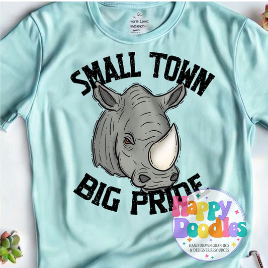 Small Town Big Pride Rhinos T-Shirt Printable PNG - Happy Doodles Designs
