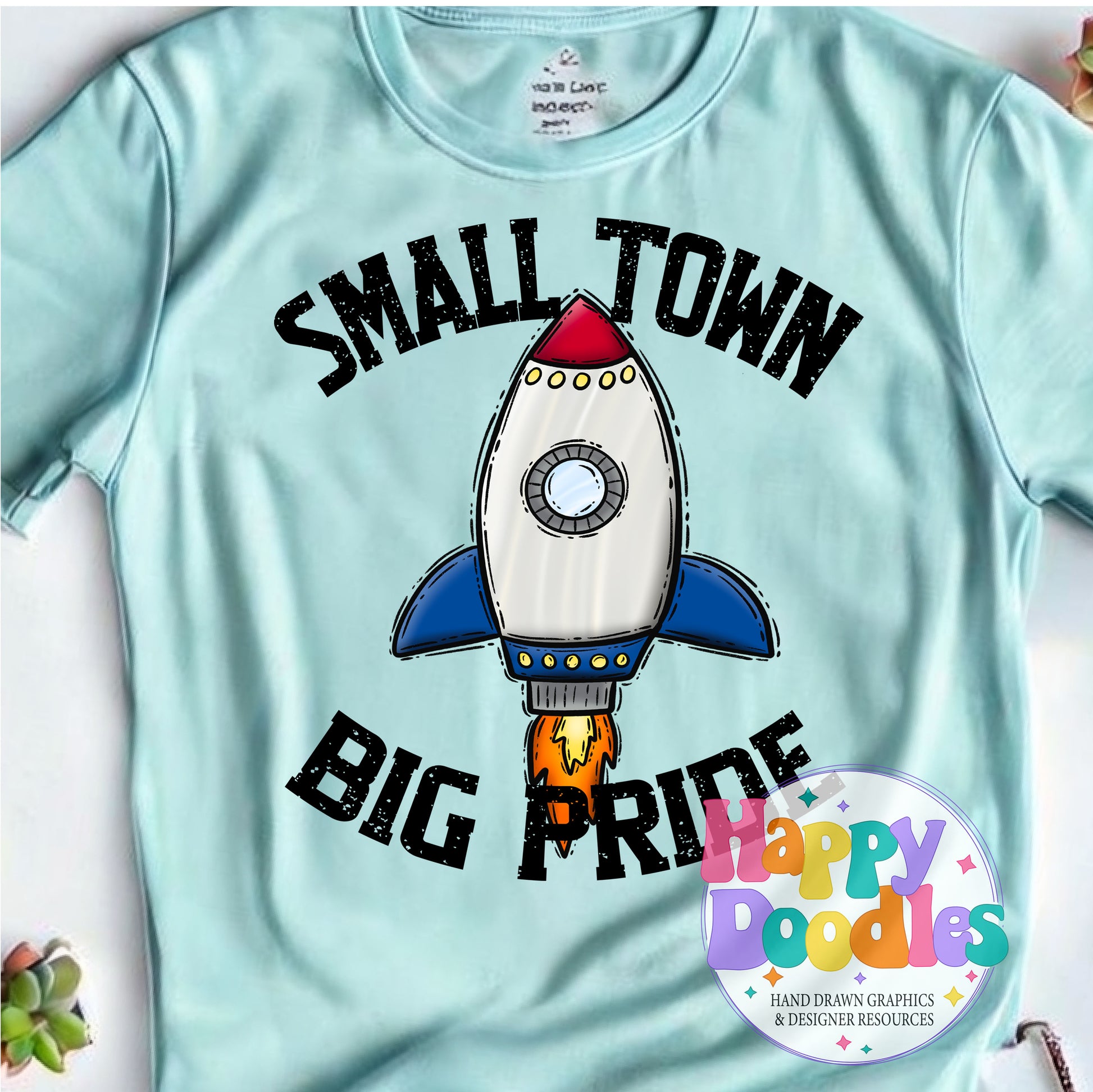 Small Town Big Pride Rockets Printable PNG Design - Happy Doodles Designs