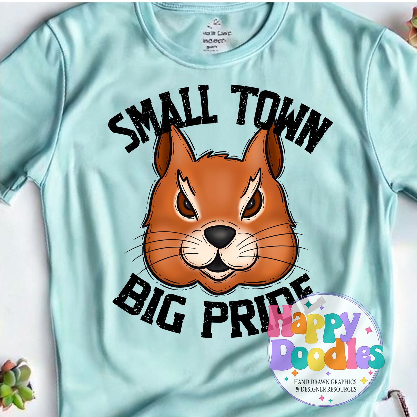 Small Town Big Pride Squirrels Printable PNG Design - Happy Doodles Designs