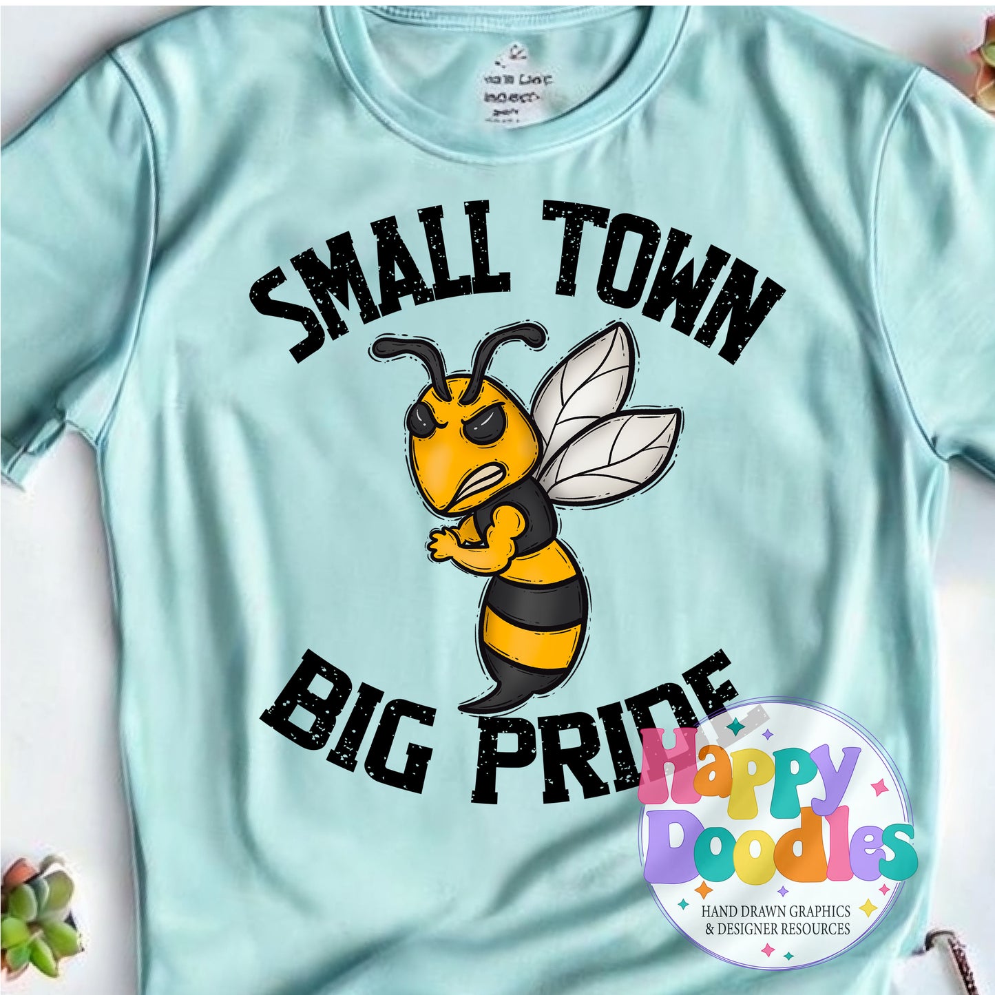 Small Town Big Pride Yellow Jackets Printable PNG Download - Happy Doodles Designs