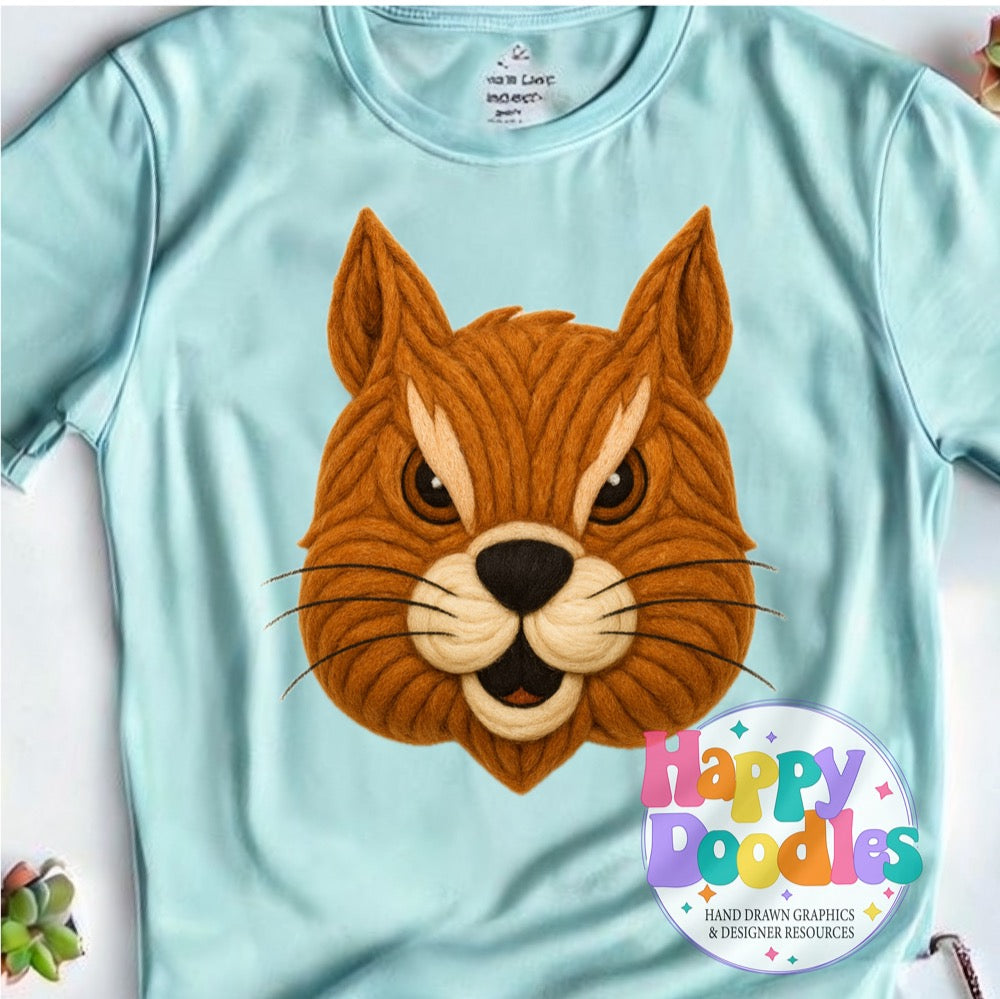 Squirel Yarn Mascot Printable PNG Download - Happy Doodles Designs