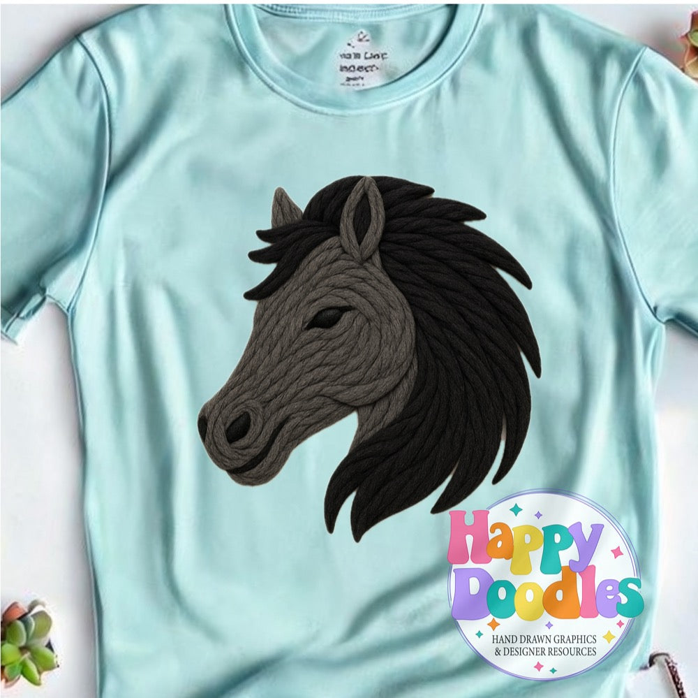 Stallion Yarn Mascot High Resolution PNG Clip Art - Happy Doodles Designs