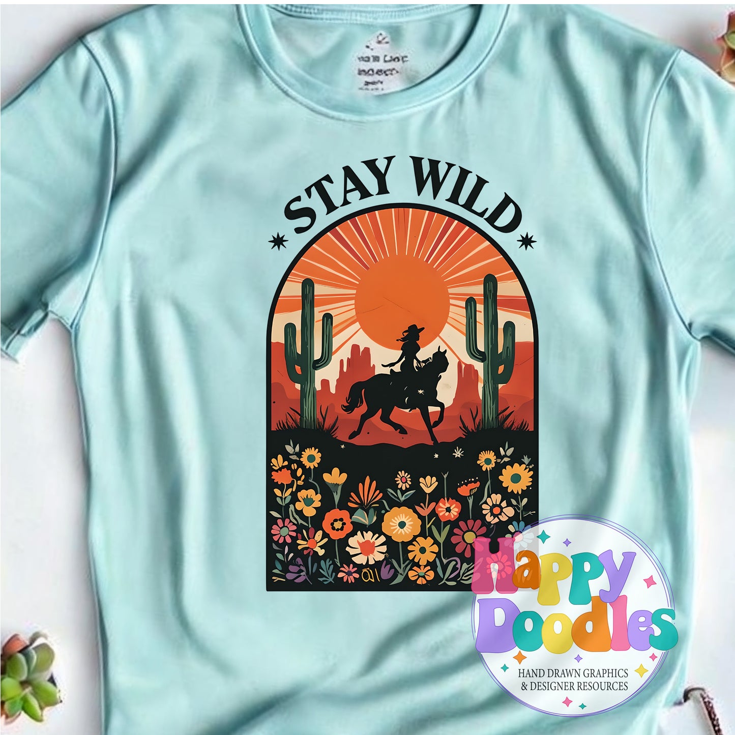 Stay Wild Cowgirl Printable PNG for Sublimation & Crafts - Happy Doodles Designs