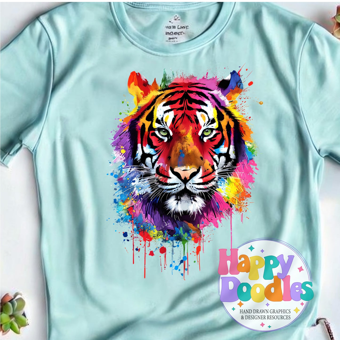 Tiger Paint Splash T-Shirt Printable PNG Download - Happy Doodles Designs