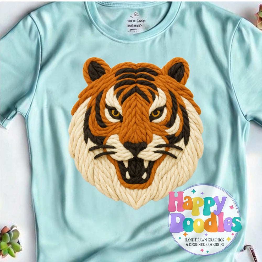 Tiger Yarn Mascot Printable Mascot PNG - Happy Doodles Designs