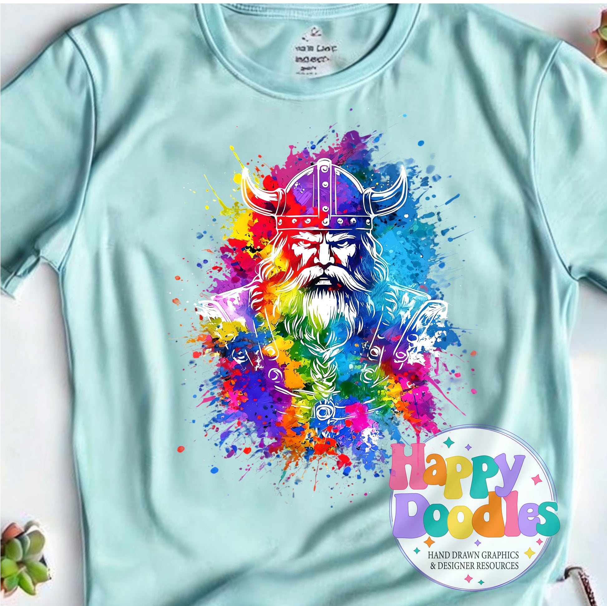 Viking Paint Splash DIY Printable T-Shirt Design - Happy Doodles Designs
