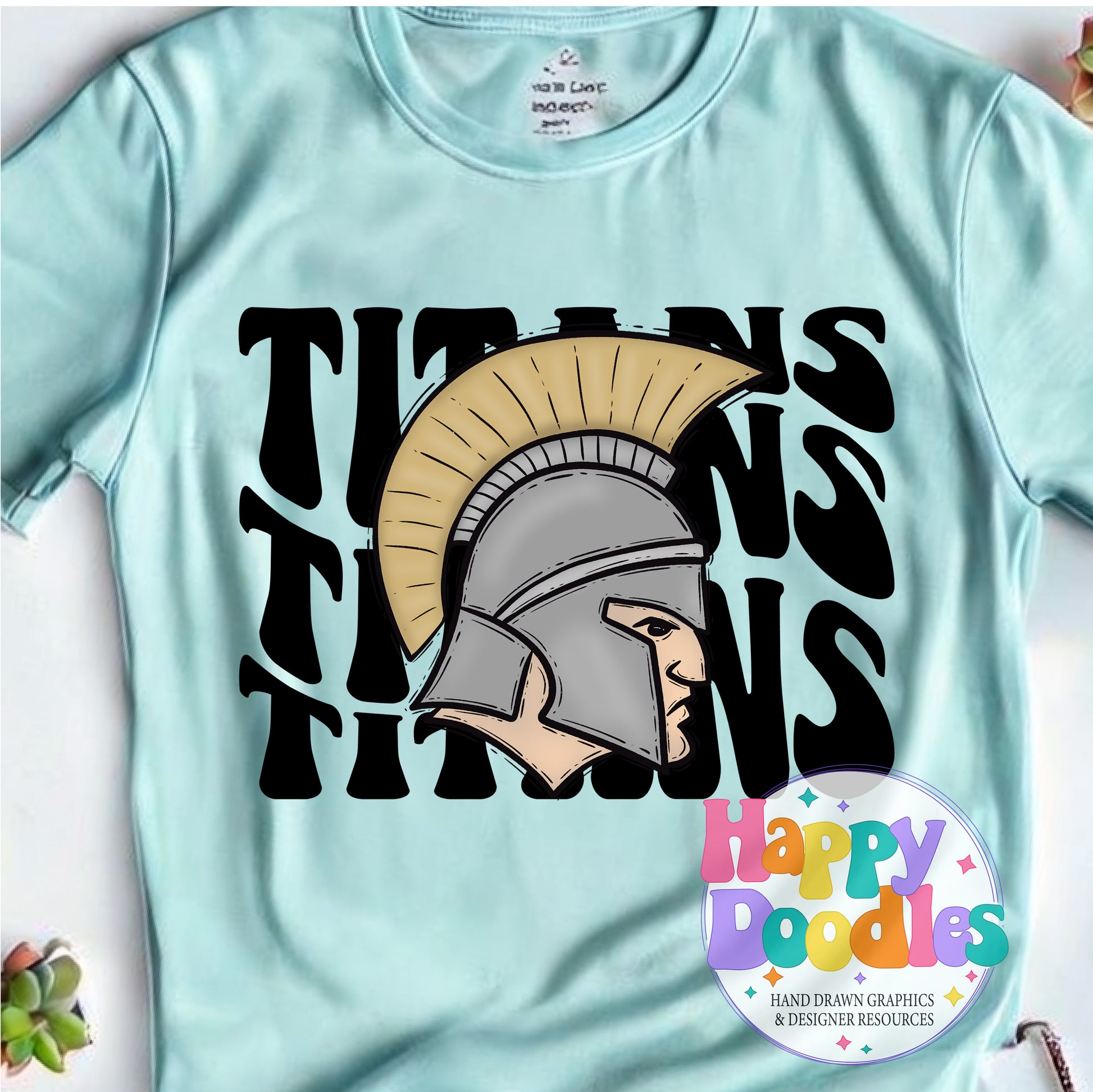 Wavy Retro Titans Mascot DIY Printable T‑Shirt Design - Happy Doodles Designs