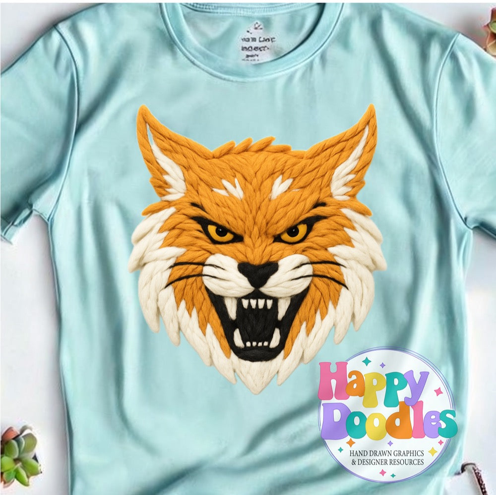 Wildcat Yarn Mascot Printable Mascot PNG - Happy Doodles Designs