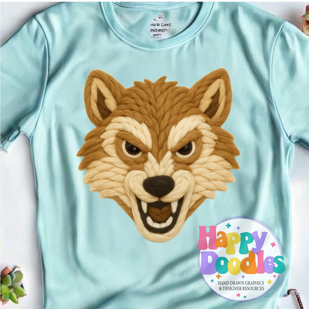 Wolverine Yarn Mascot Printable PNG Clipart - Happy Doodles Designs