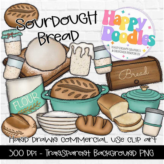 Sourdough Bread, Hand Drawn Commercial Use Clipart Graphics