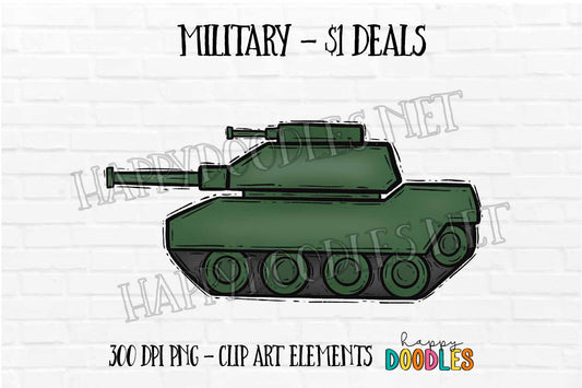 Tank -  Military $1 Deal - Hand Drawn Commercial Use Clipart Graphics