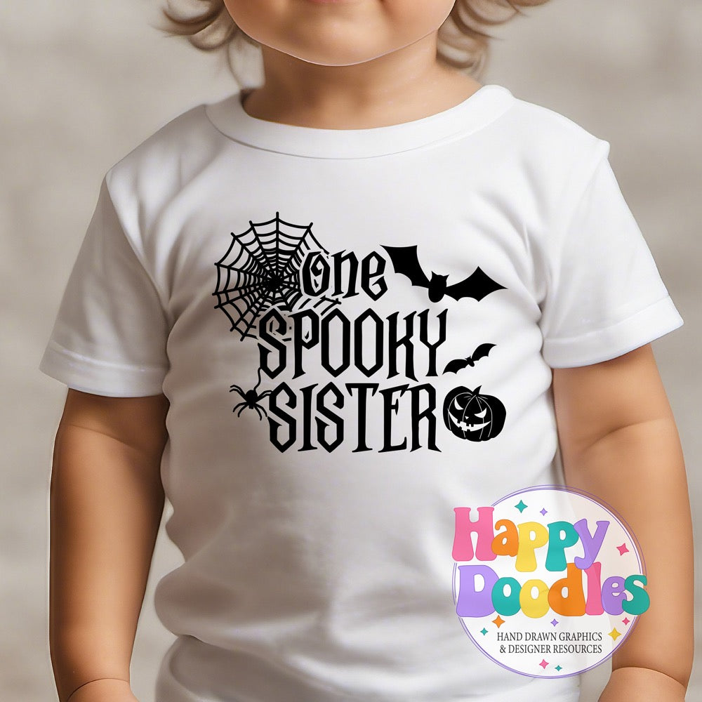 One Spooky Sister SVG | Cute Halloween Family SVG for Crafts