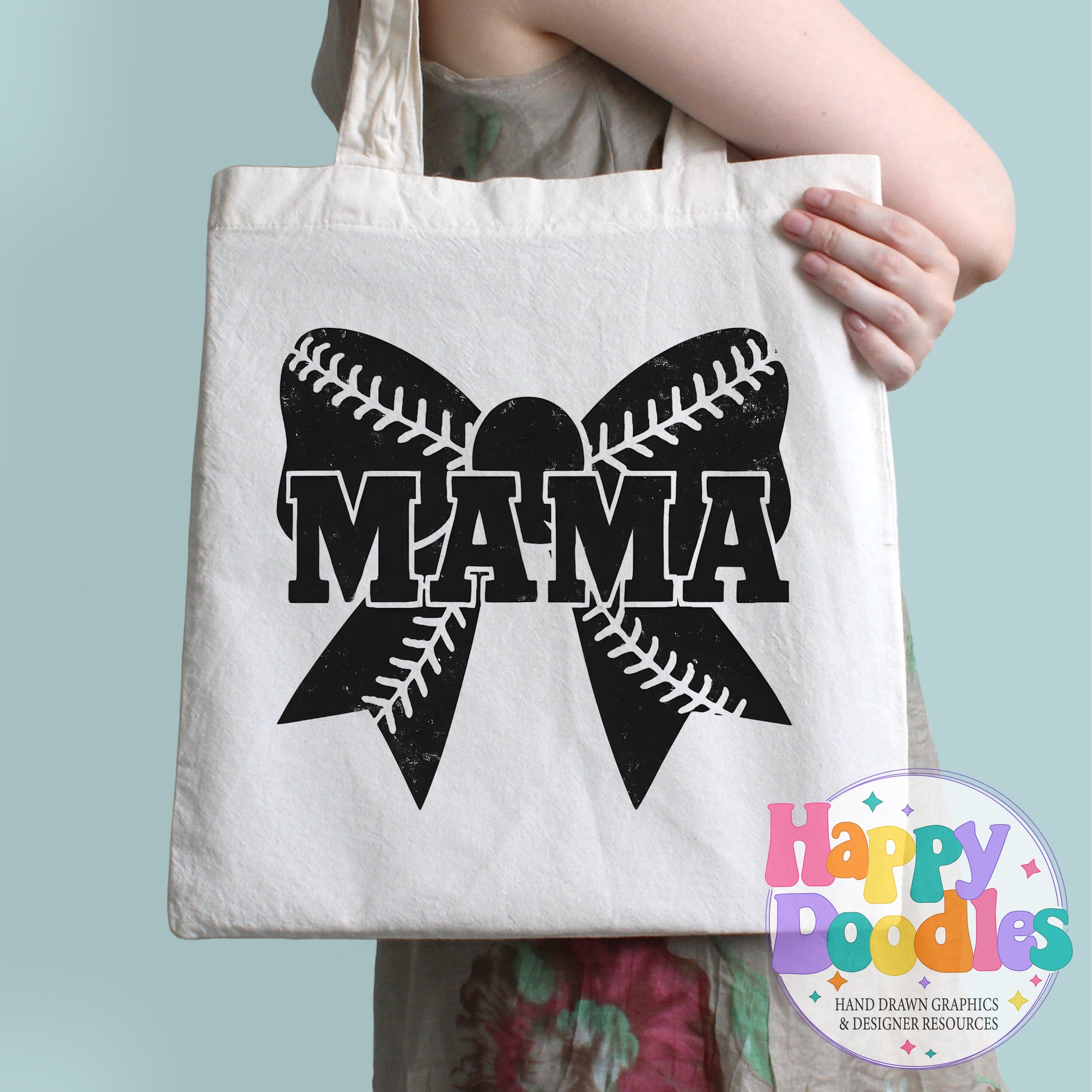 Baseball Mama Bow DIY Printable T-Shirt Design - Happy Doodles Designs
