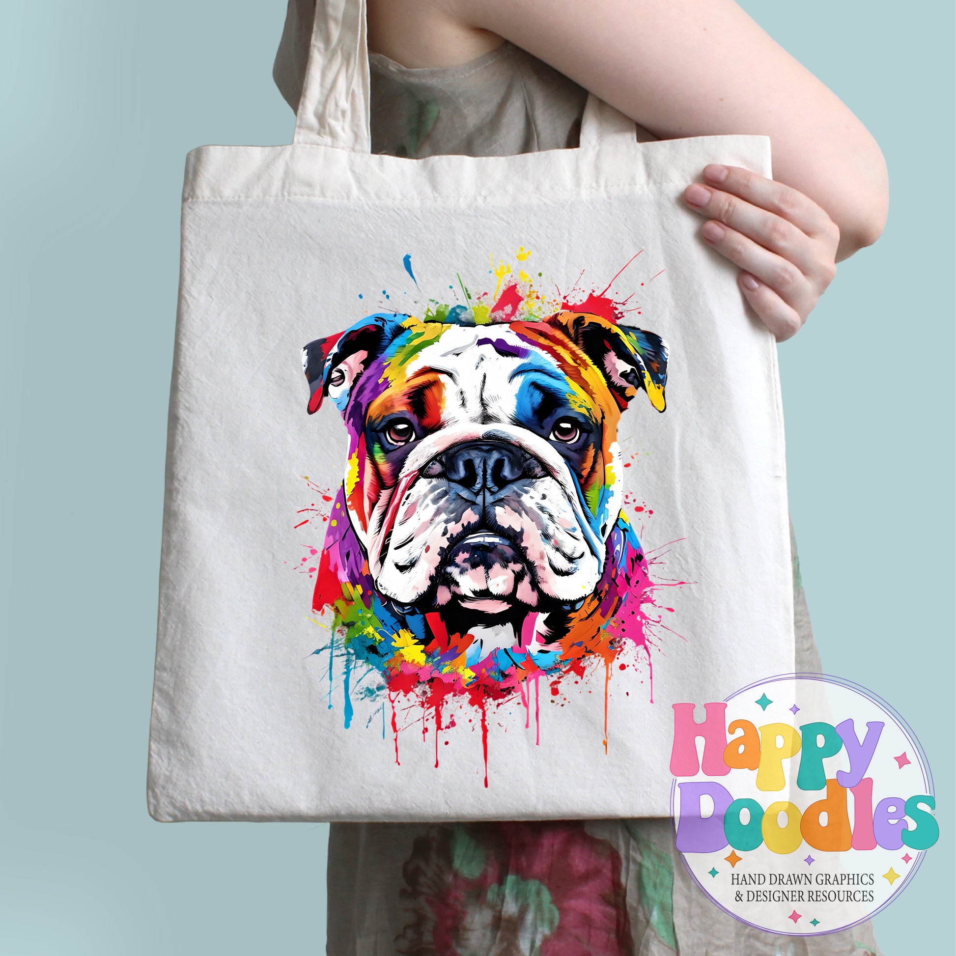 Bulldog Paint Splash T-Shirt Printable PNG Download - Happy Doodles Designs