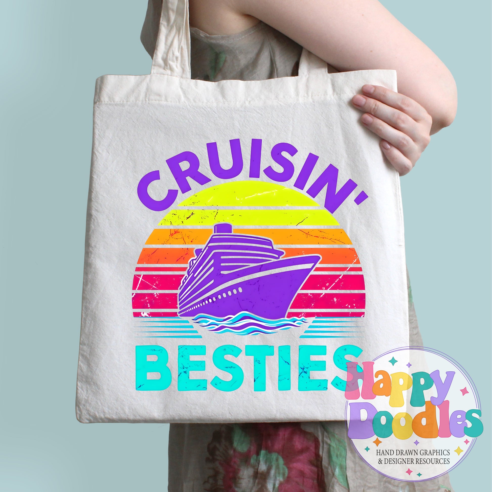 Cruisin Besties Printable PNG for Sublimation & Crafts - Happy Doodles Designs