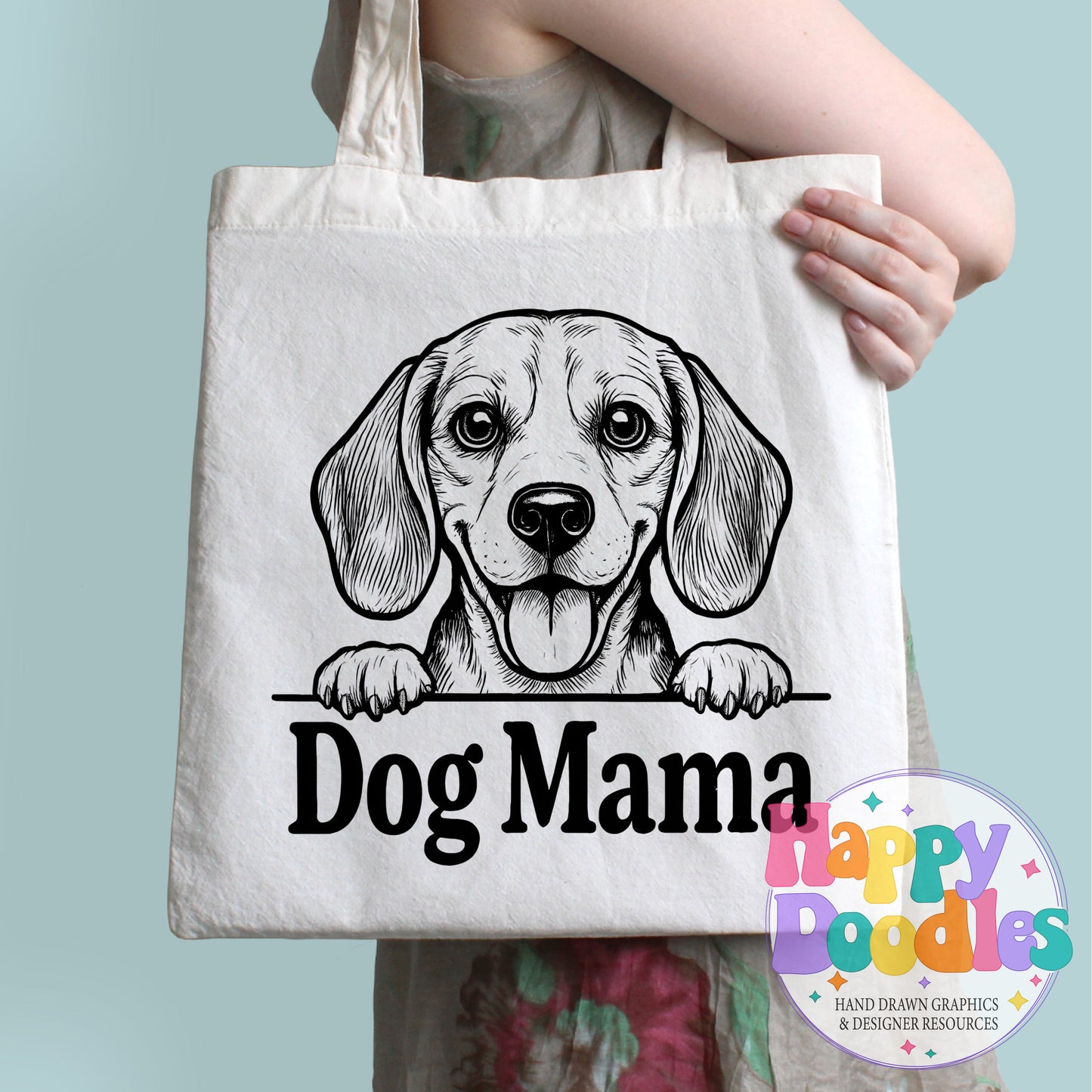 Dog Mama Beagle High Resolution Printable PNG - Happy Doodles Designs