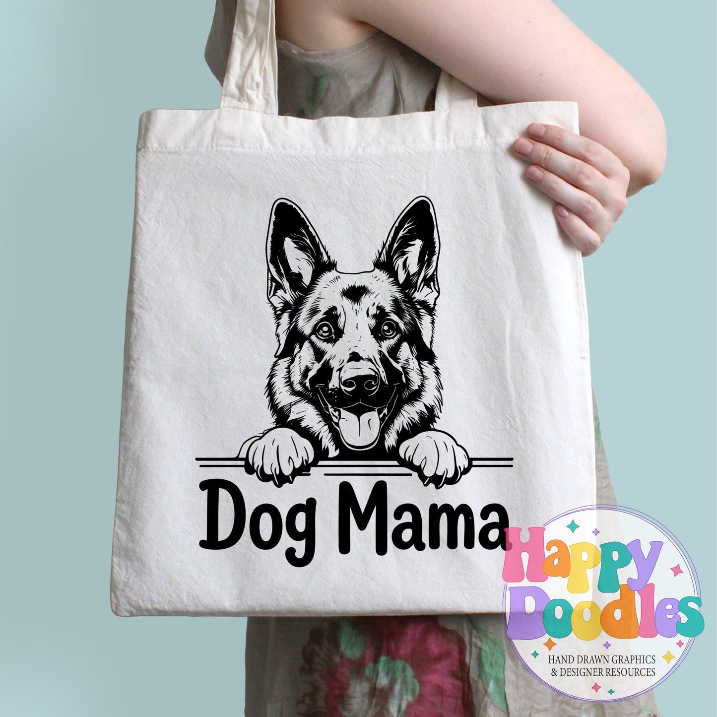 Dog Mama German Shephard High Resolution Printable PNG - Happy Doodles Designs