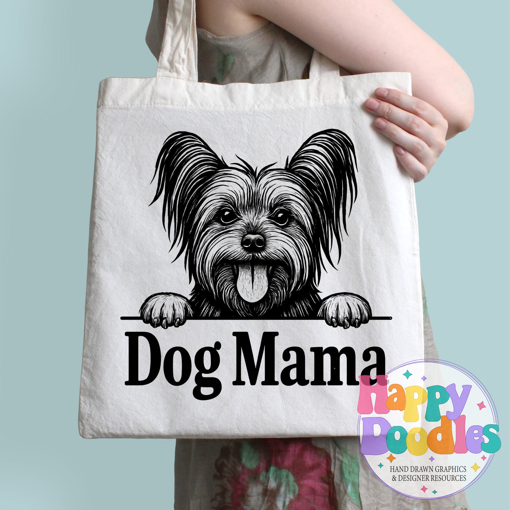 Dog Mama Yorkie DIY Printable T-Shirt Design - Happy Doodles Designs
