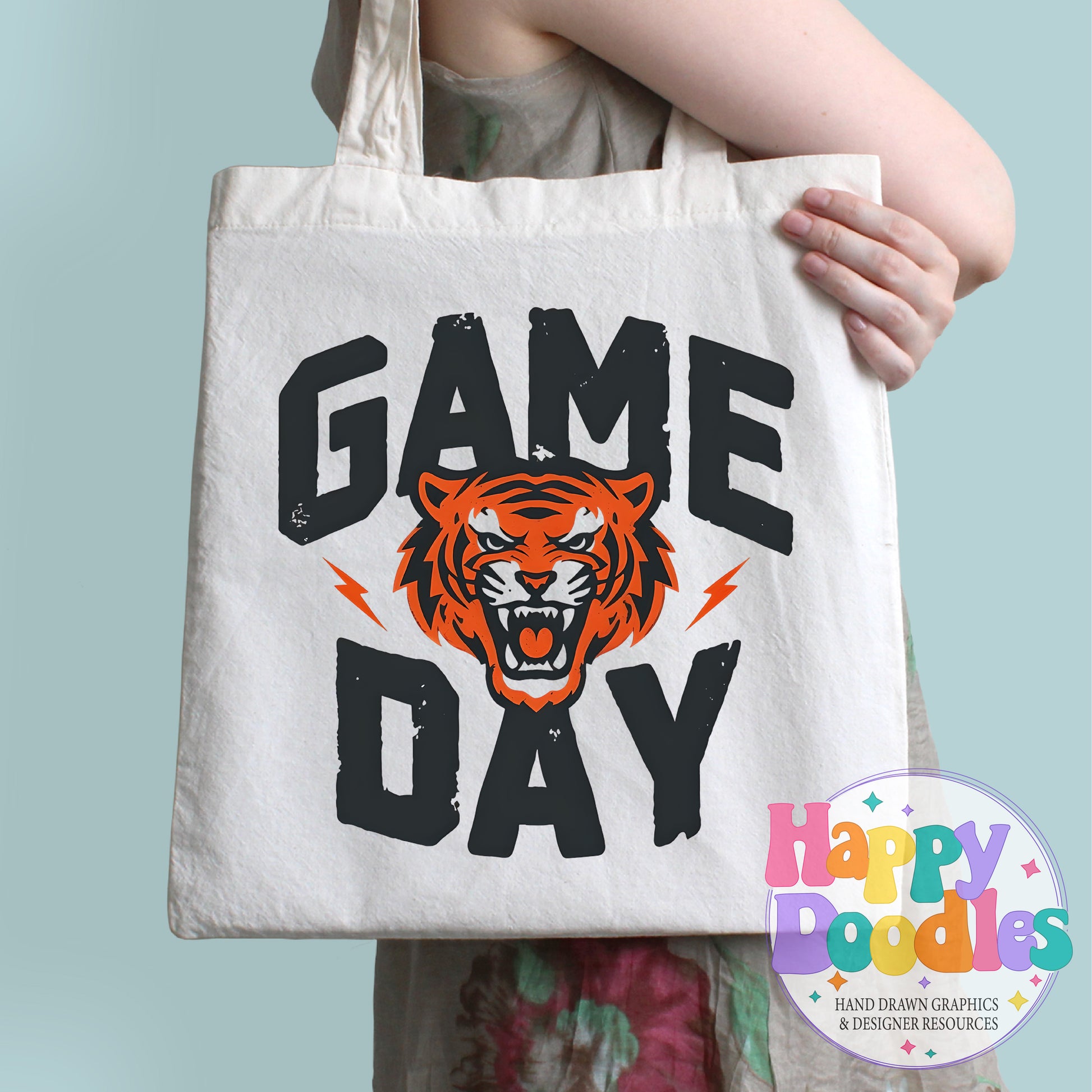 Game Day Tiger Printable PNG T-Shirt Design - Happy Doodles Designs