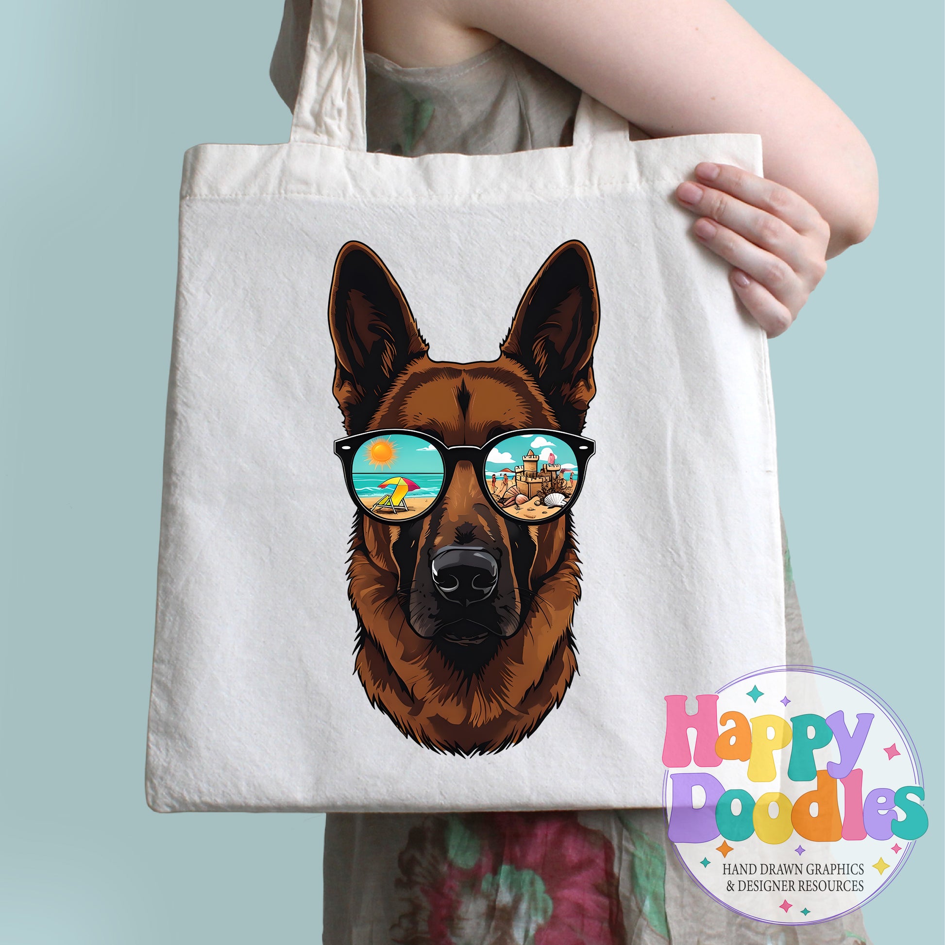 German Shephard Beach Glasses High Resolution Printable PNG - Happy Doodles Designs