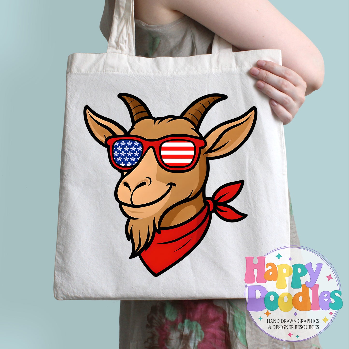 Goat Flag Glasses Printable PNG for Sublimation & Crafts - Happy Doodles Designs