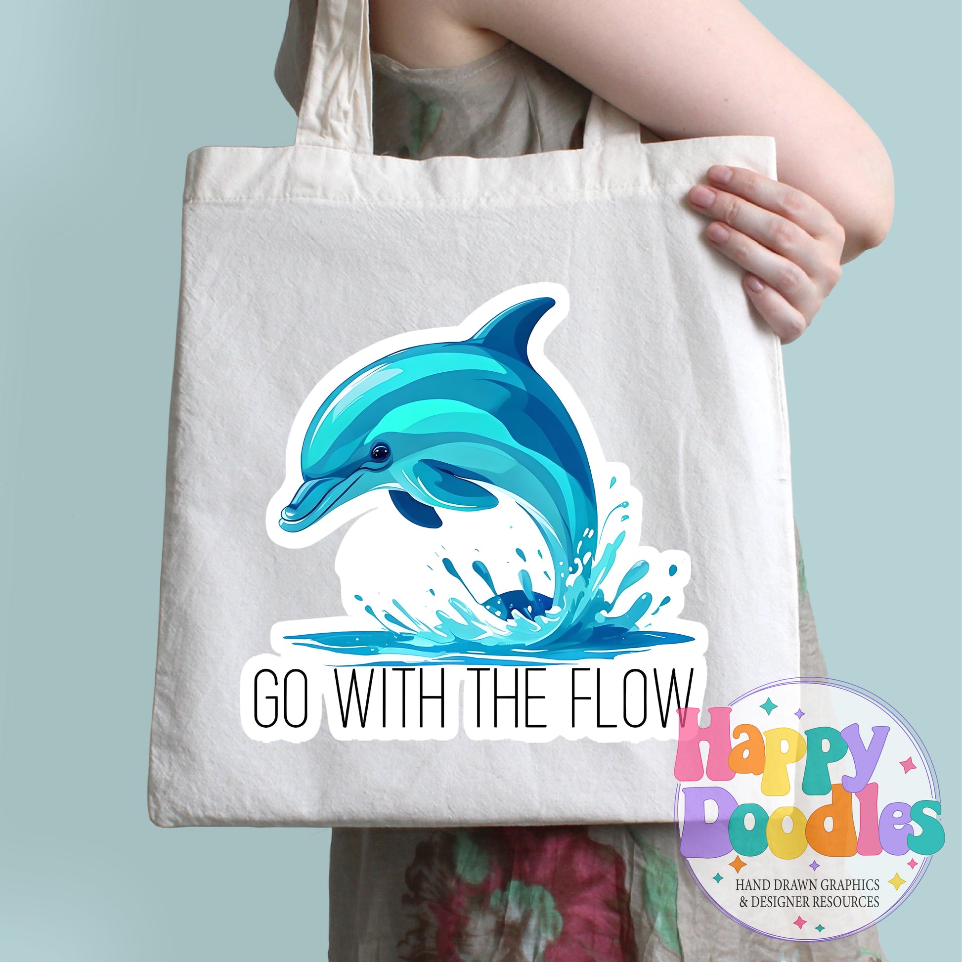 Go with the Flow Sticker Printable PNG T-Shirt Design - Happy Doodles Designs