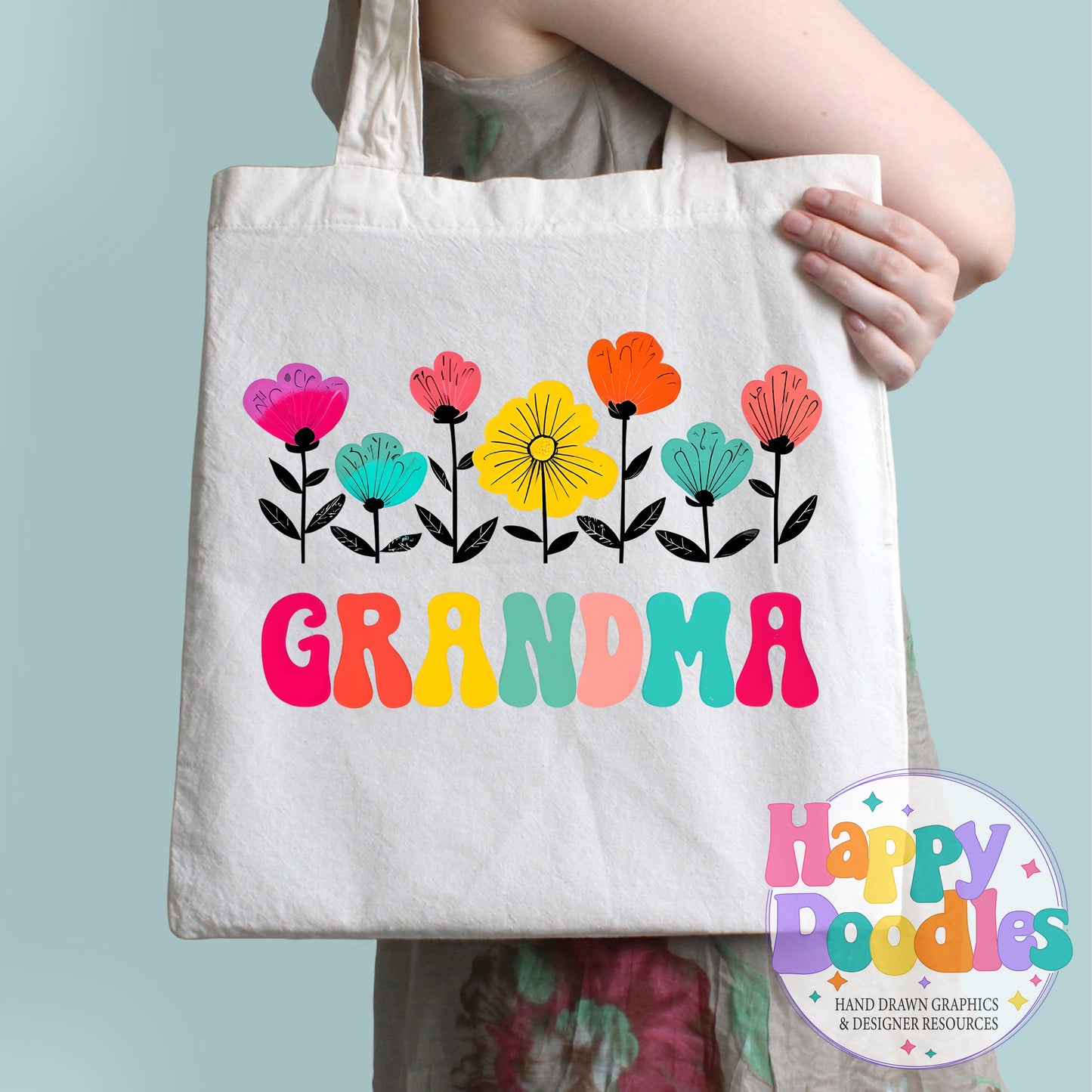 Grandma Flowers High Resolution Printable PNG - Happy Doodles Designs