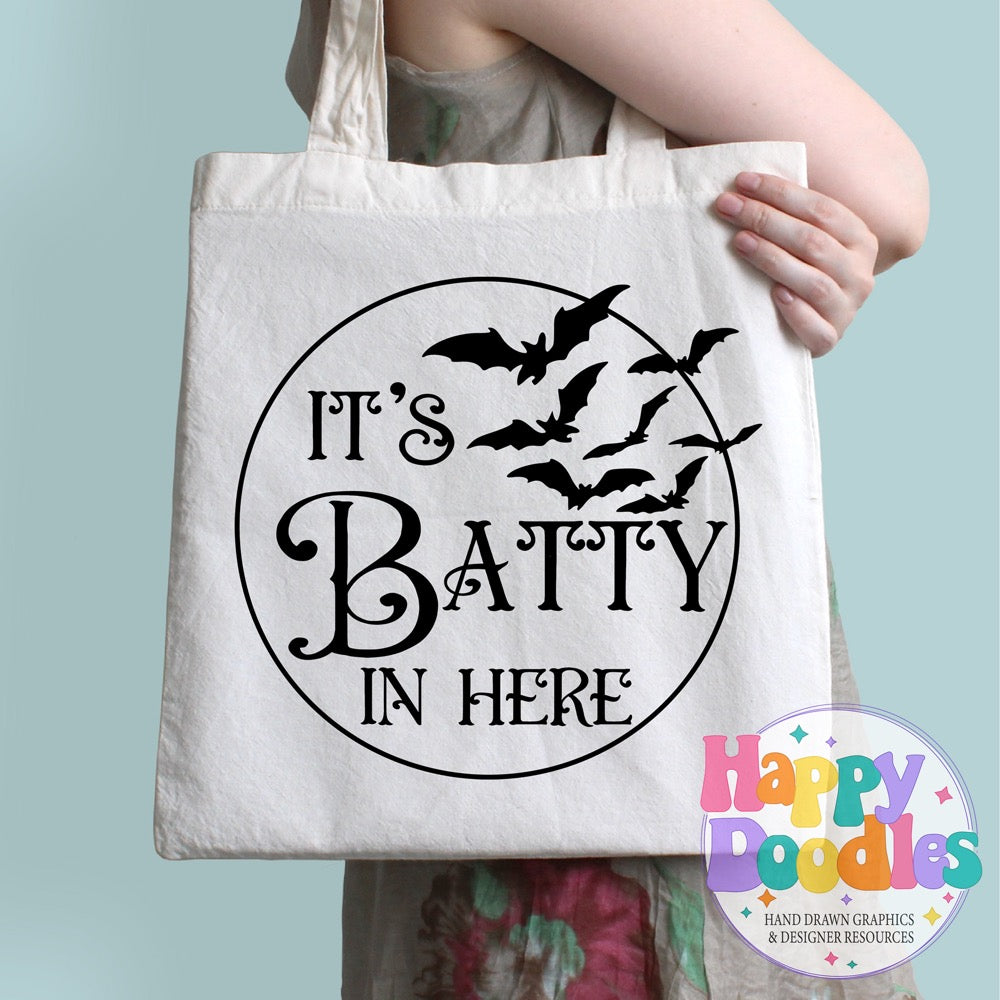 Halloween Sign Circle Batty in Here SVG | DIY Halloween Sign – Ready to Cut