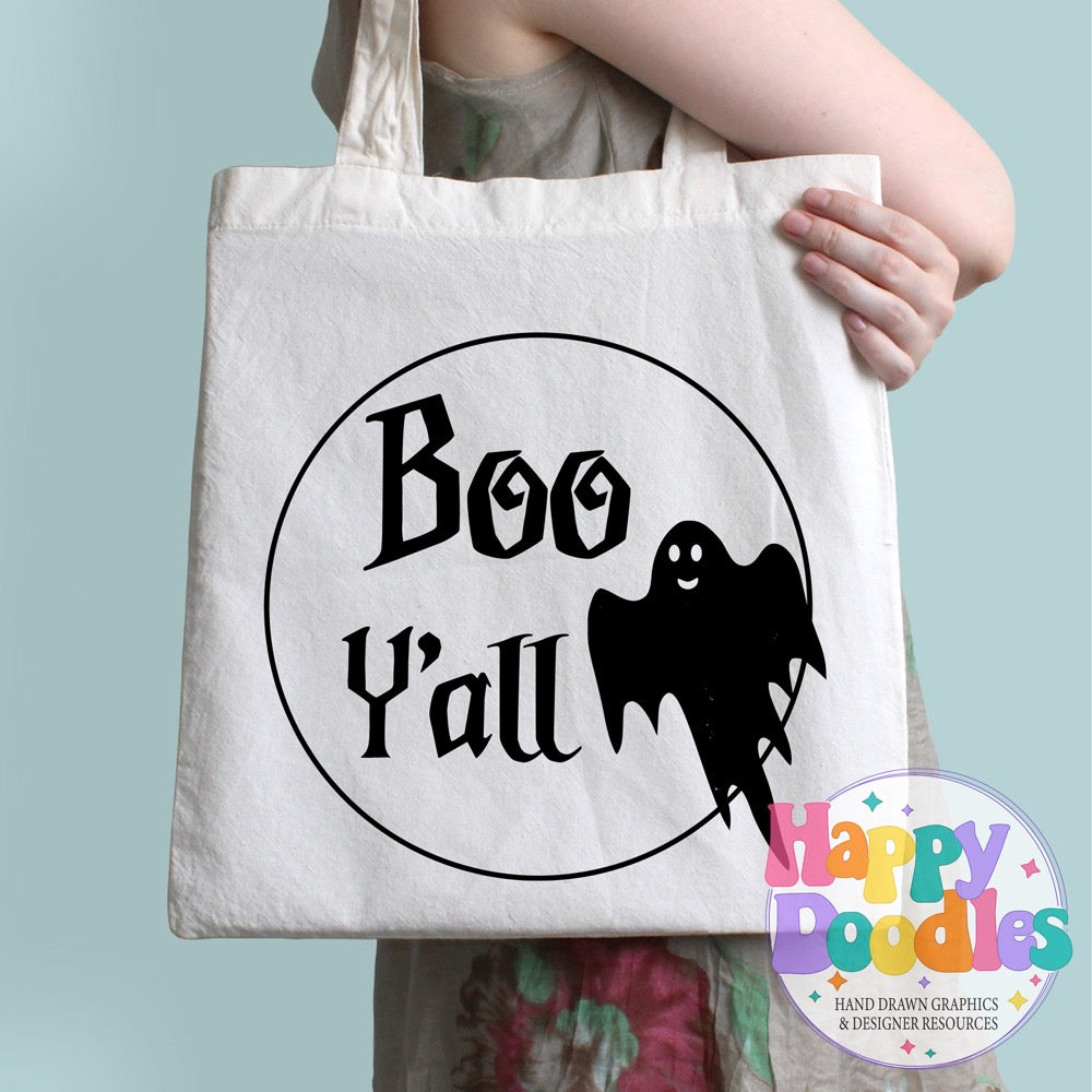 Halloween Sign Circle Boo Yall SVG | Halloween Sign SVG Cut File