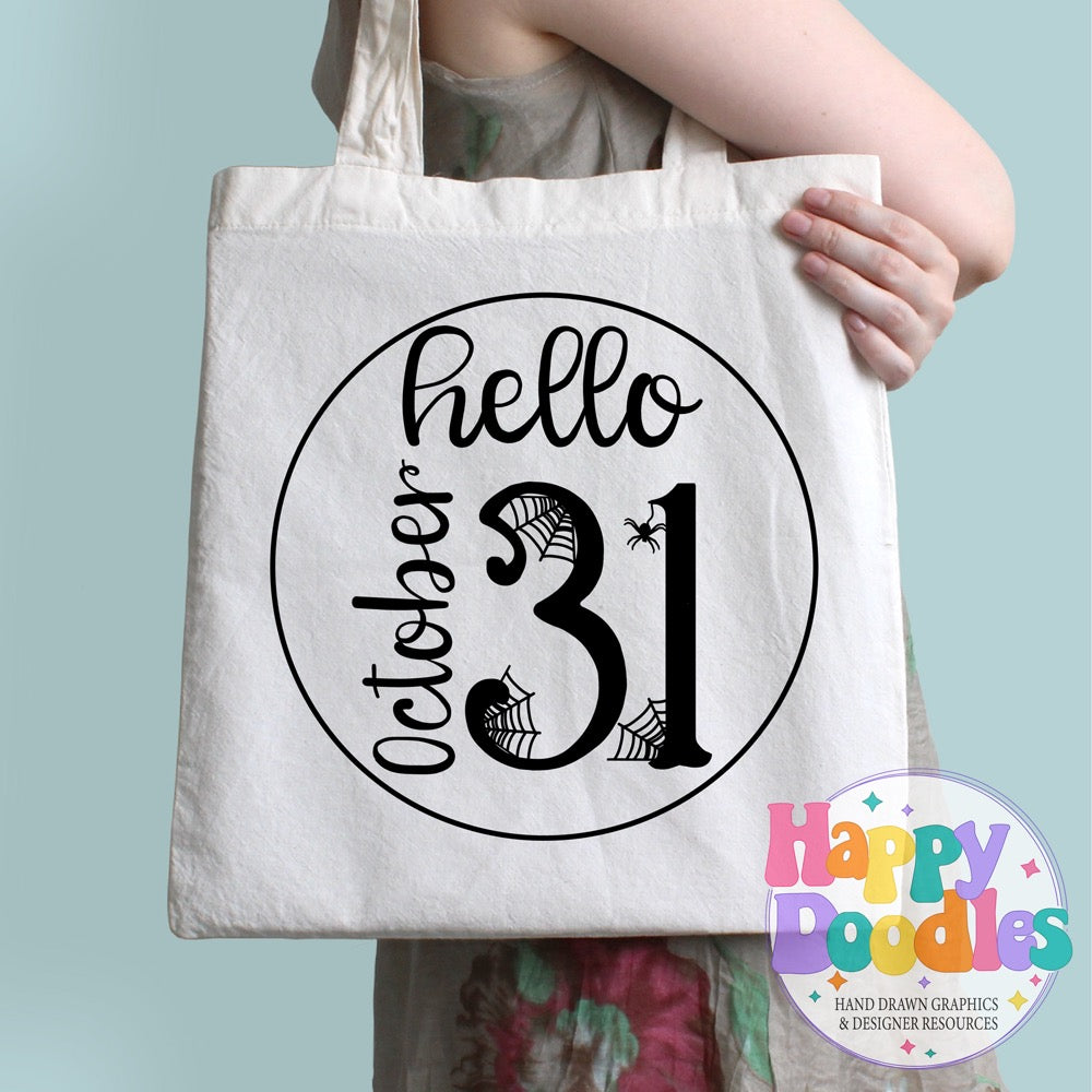 Halloween Sign Circle Hello October SVG | Halloween Sign SVG Cut File