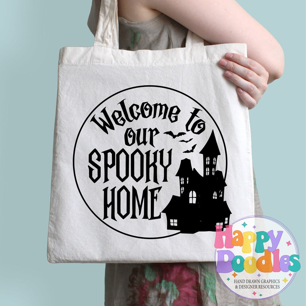 Halloween Sign Circle Welcome to Spooky Home SVG | Seasonal Sign SVG for Cricut & Silhouette