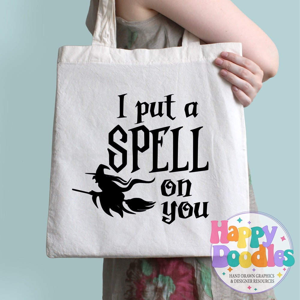 Halloween Sign I Put a Spell On You Witch SVG | Spooky Cute Sign Cut File for Cricut & Silhouette