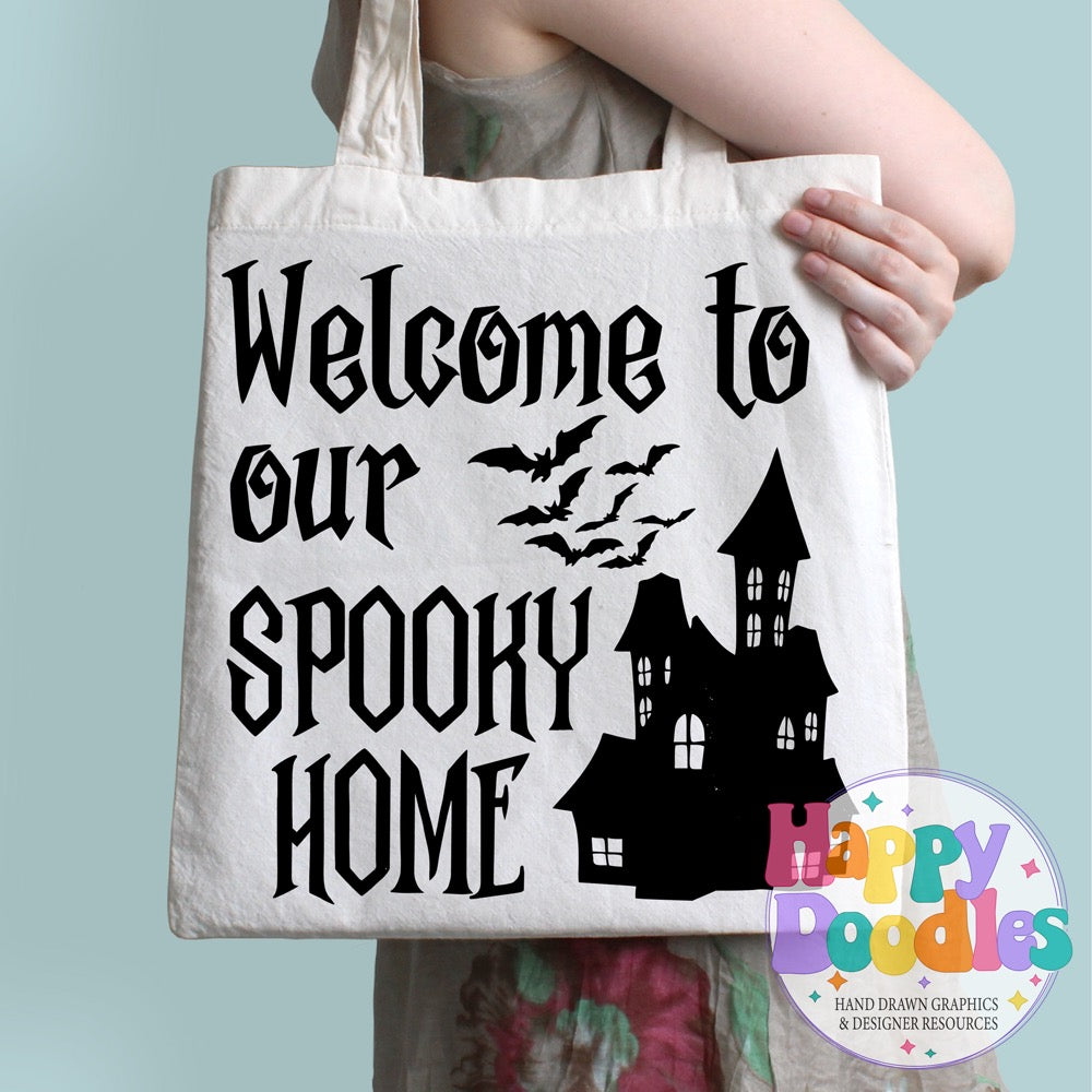 Halloween Sign Welcome Spooky Home SVG | Festive Door Sign SVG for Crafts