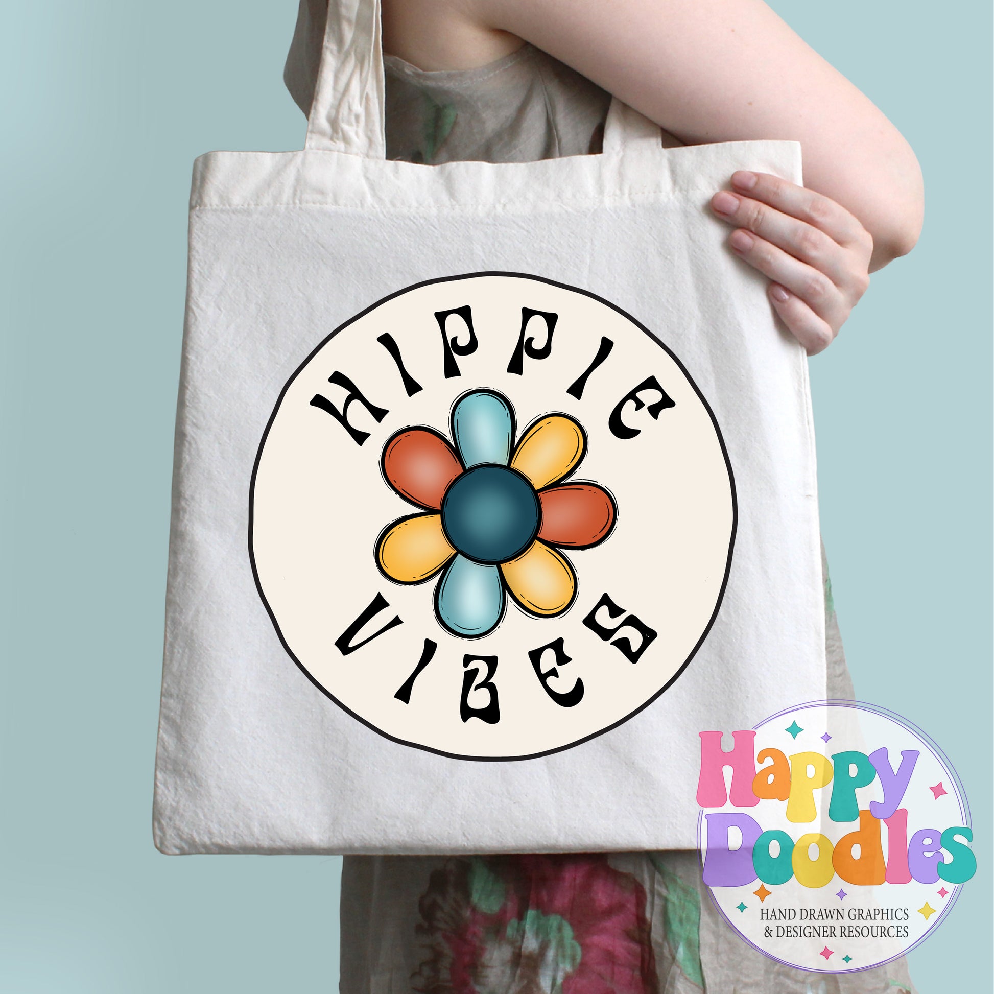 Hippie Vibes High Resolution Printable PNG - Happy Doodles Designs