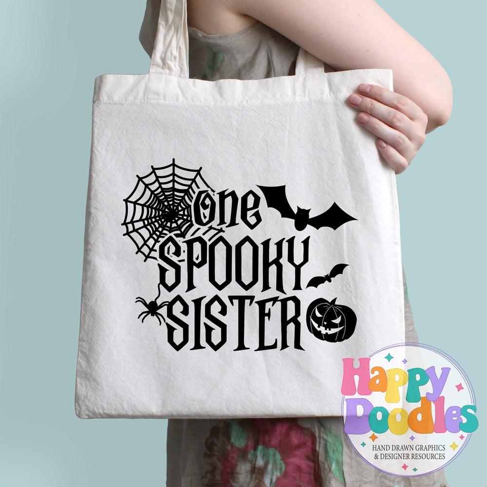 One Spooky Sister SVG | Cute Halloween Family SVG for Crafts