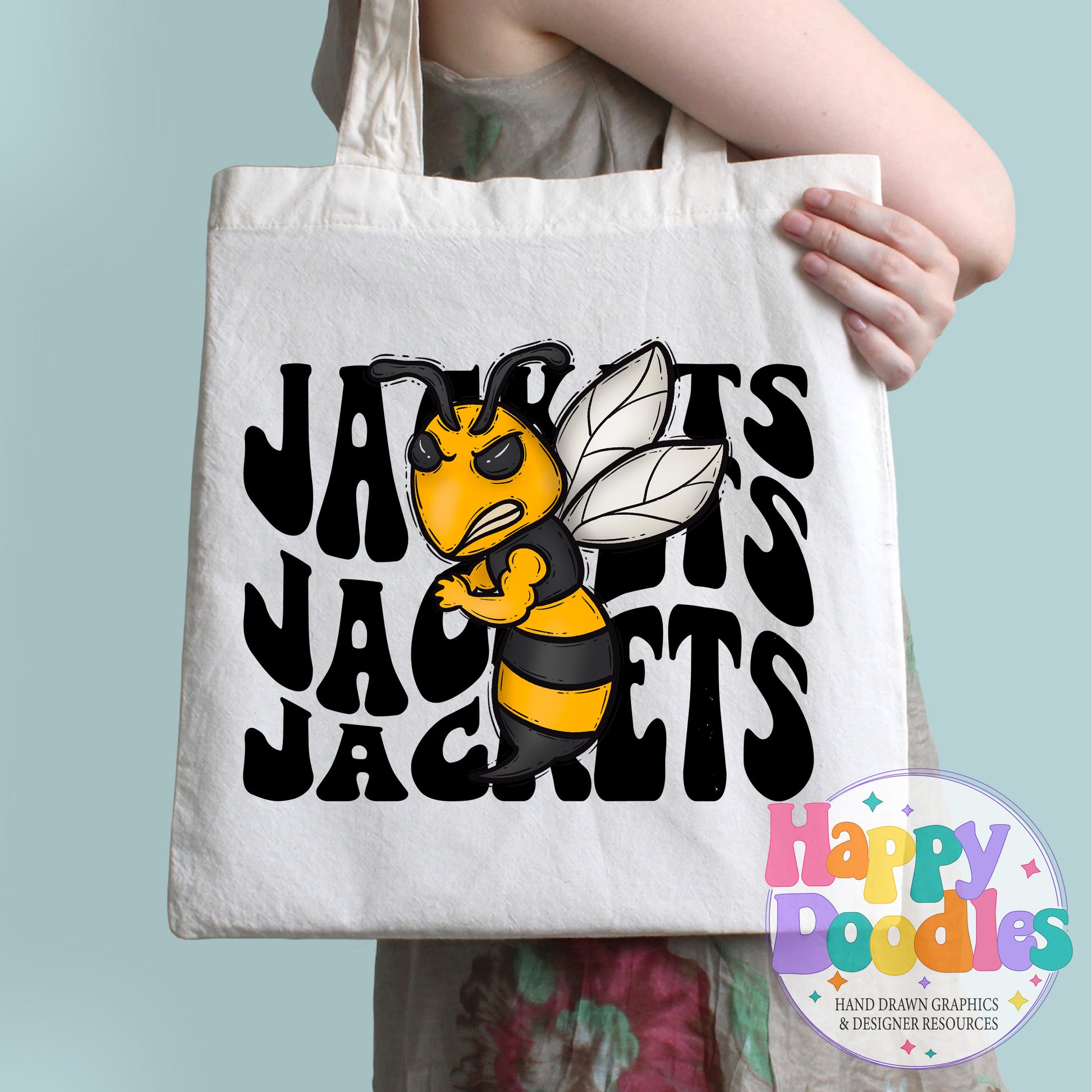 Wavy Retro Jackets Mascot T‑Shirt Printable PNG Download - Happy Doodles Designs